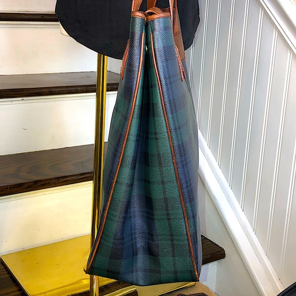 RALPH LAUREN Black Watch Coated Canvas Waxed Leather Shopper Baby Toddler Bag - Picture 5 of 17